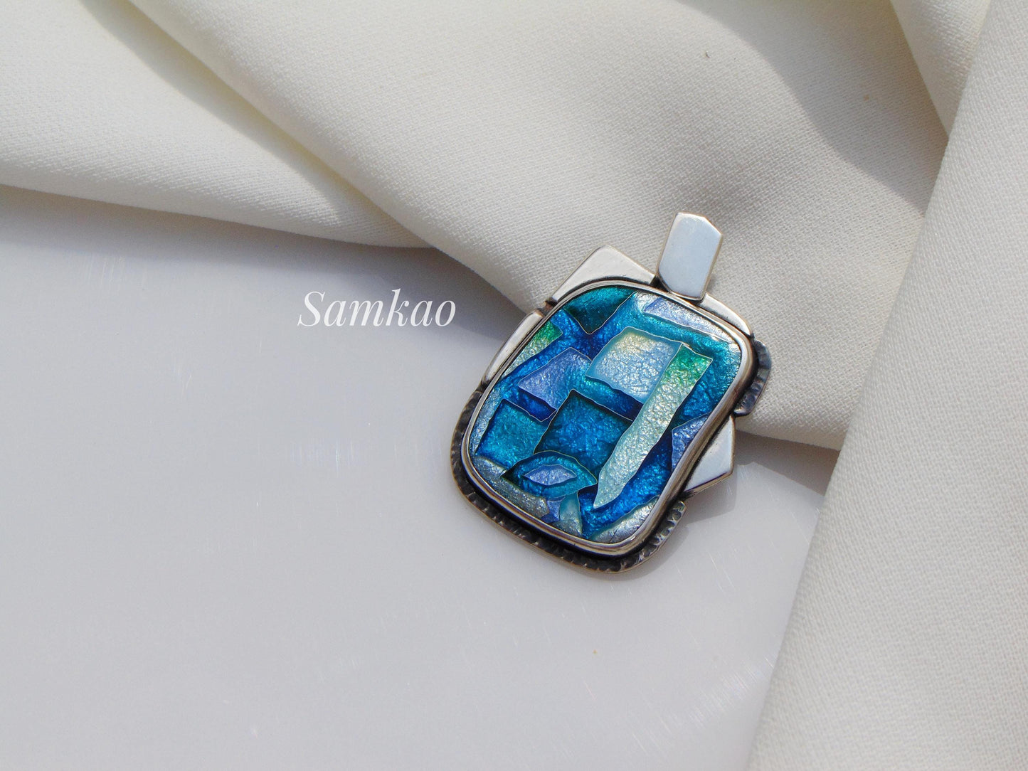 Georgian cloisonne enamel pendant,Modern jewelry,Unique pendant,Handmade one of a kind pendant,Minimalist jewelry