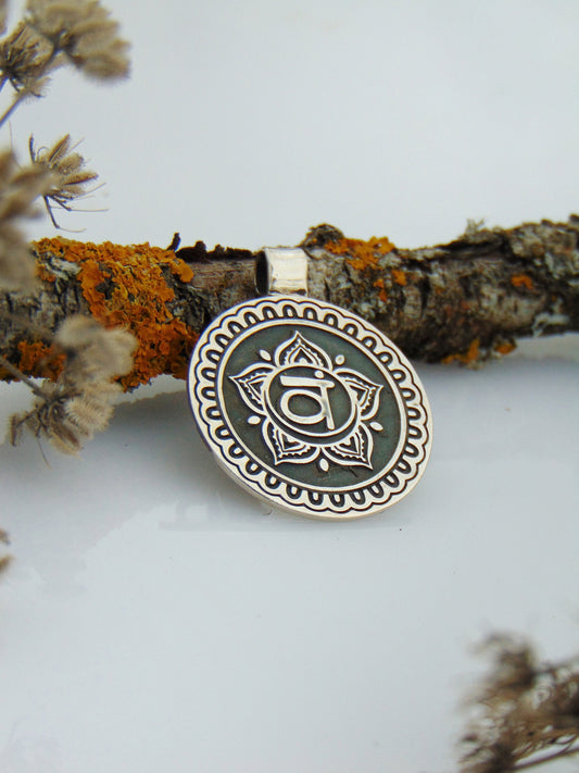 Sacral Chakra pendant, Sterling silver