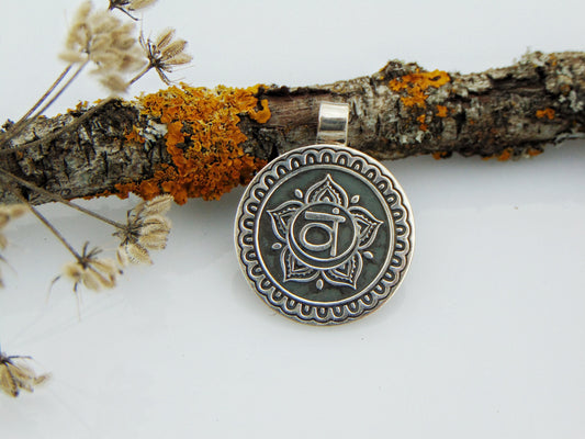 Sacral Chakra pendant, Sterling silver