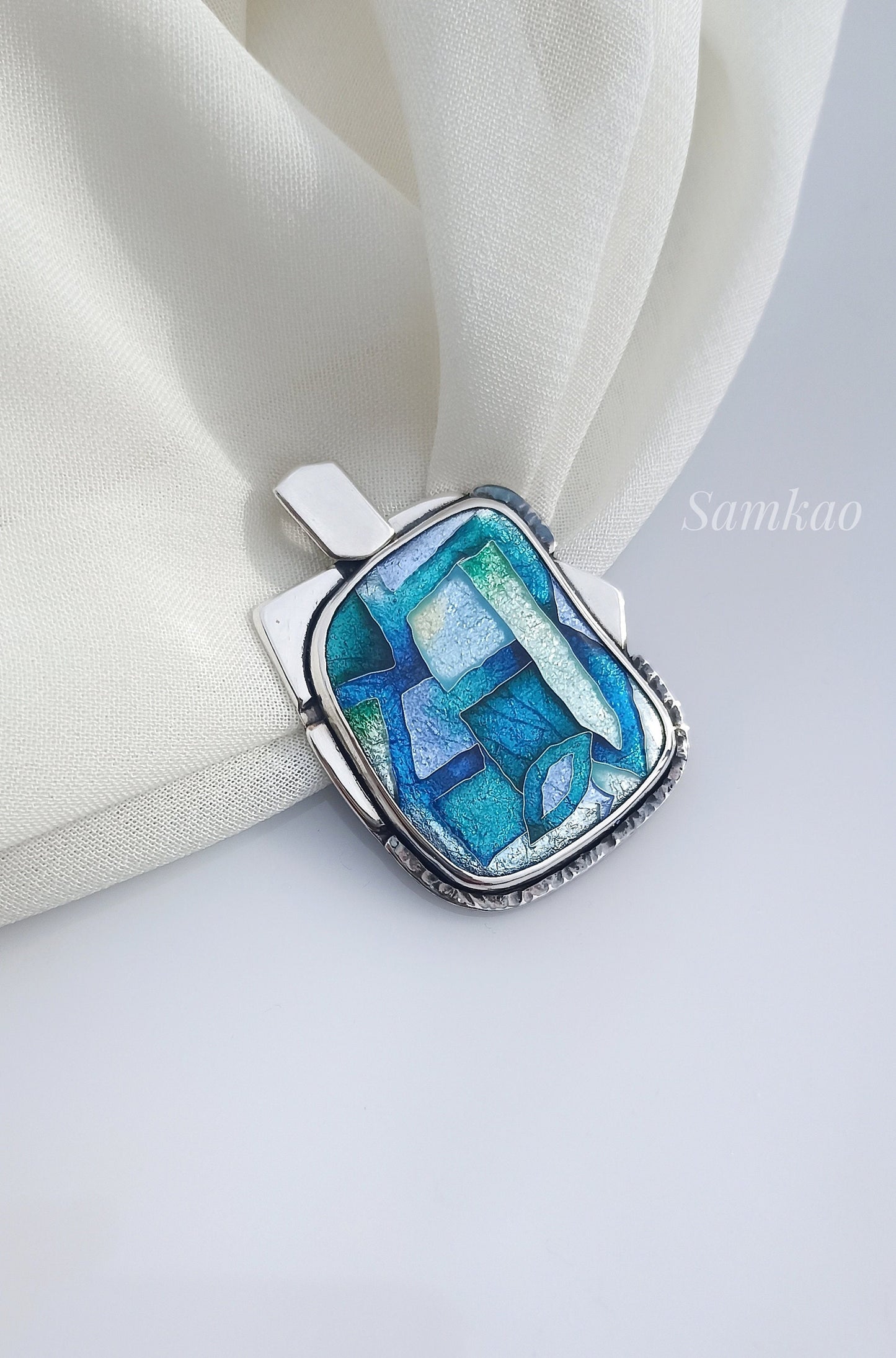 Georgian cloisonne enamel pendant,Modern jewelry,Unique pendant,Handmade one of a kind pendant,Minimalist jewelry