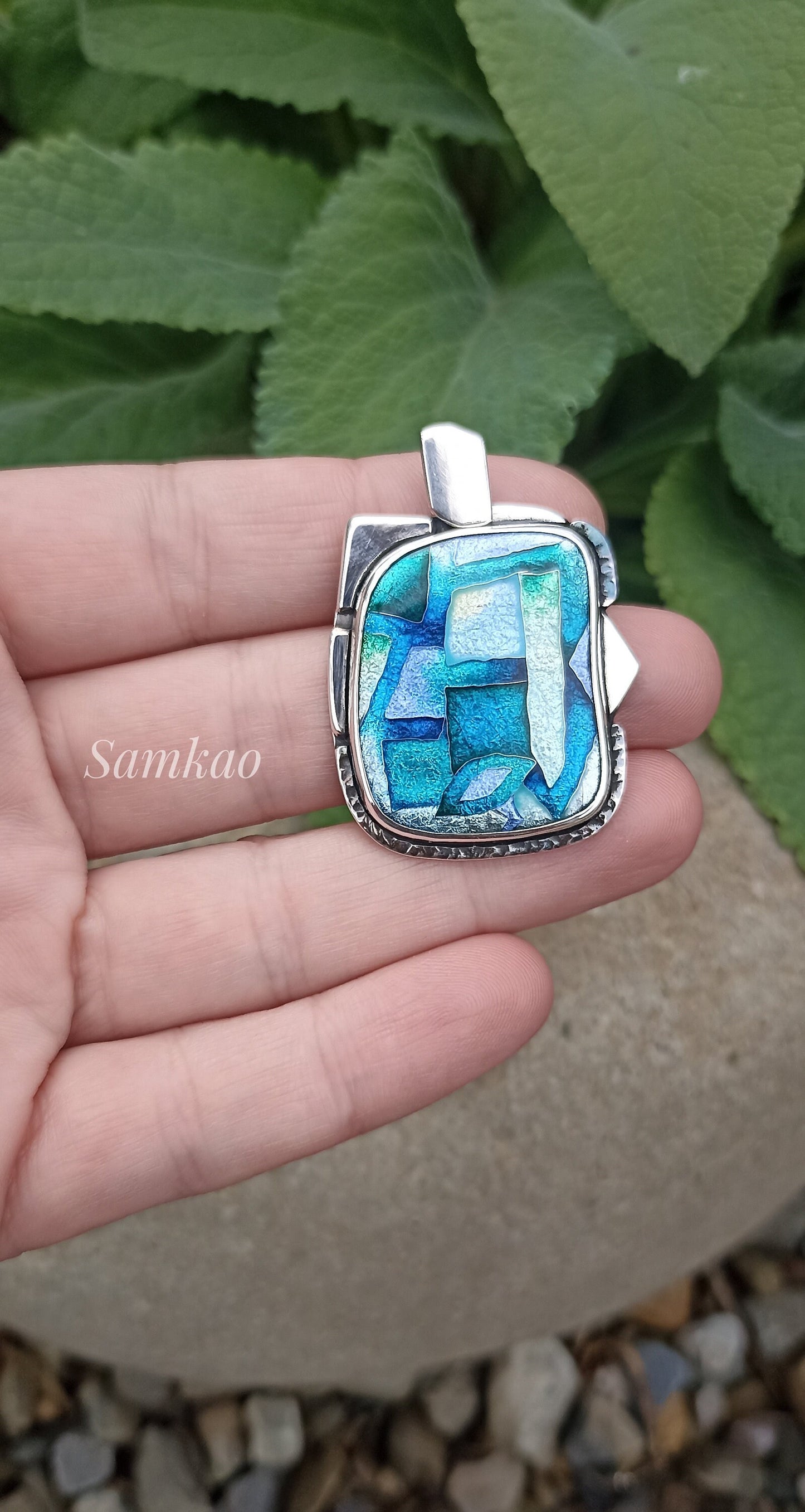 Georgian cloisonne enamel pendant,Modern jewelry,Unique pendant,Handmade one of a kind pendant,Minimalist jewelry
