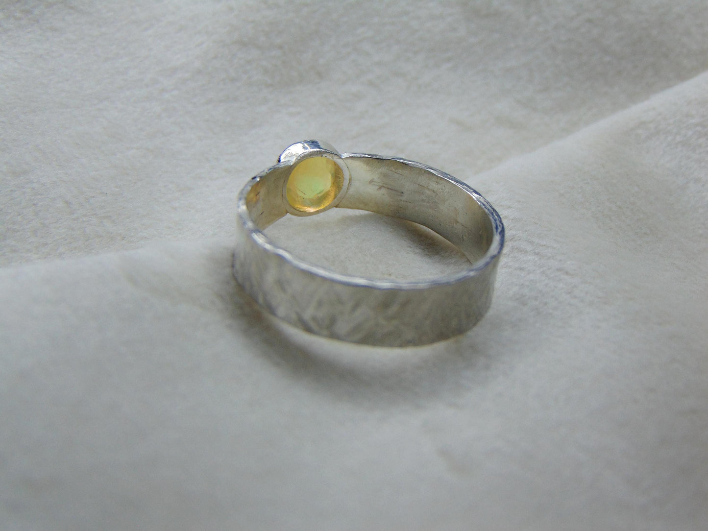 Handmade Silver Ring with Ethiopian Opal, Size 20 (EU) / 10 (US), Unique Gift, Natural Gemstone