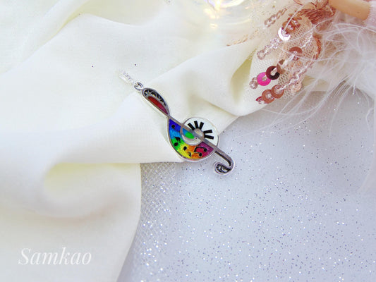 Treble Clef Cloisonné Enamel Pendant