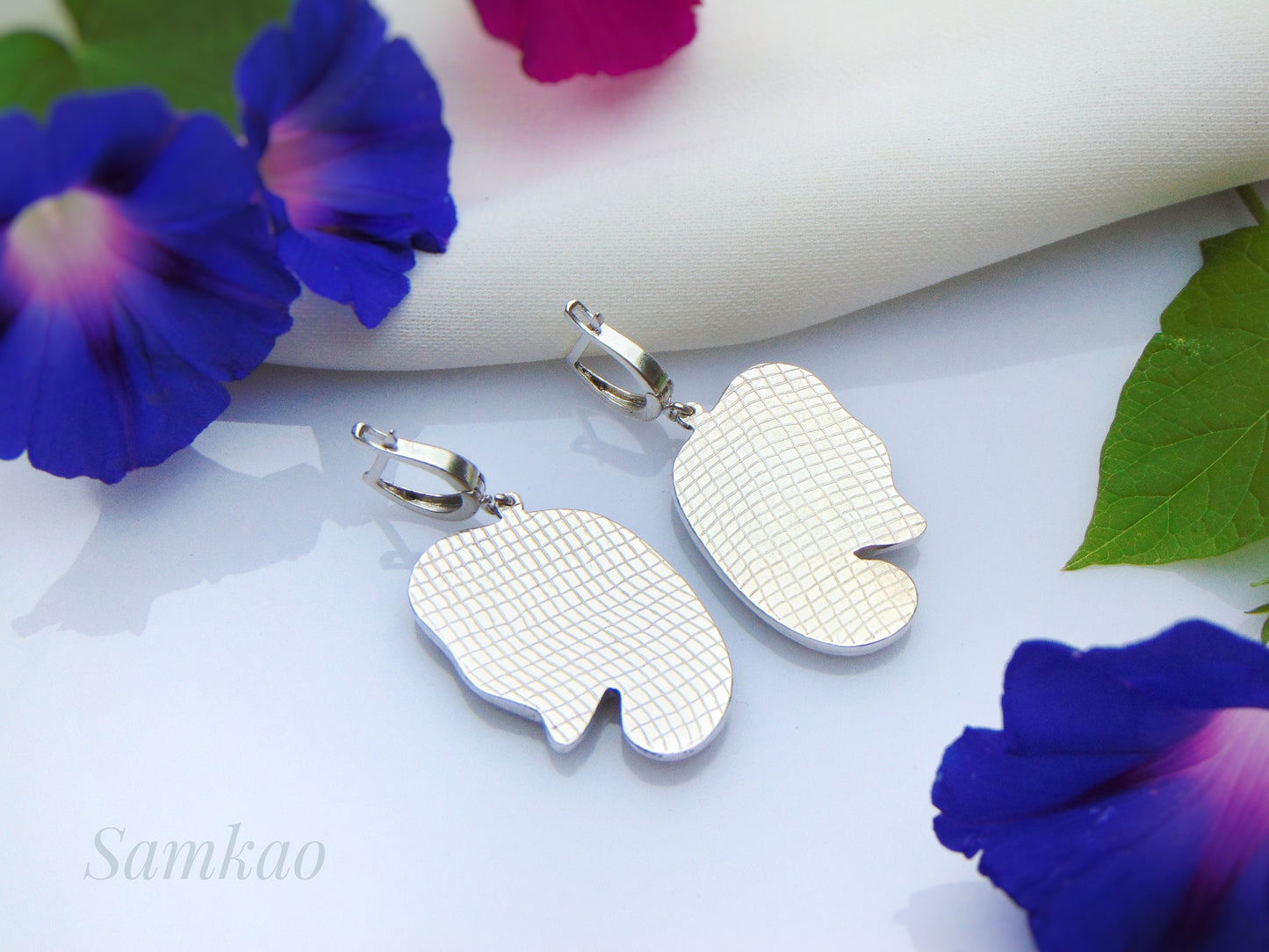 Elephant earrings,Cloisonne enamel,Sterling silver,Handmade jewelry,Silver 950,Gift for her,Elephant jewelry, Silver Animal Earrings