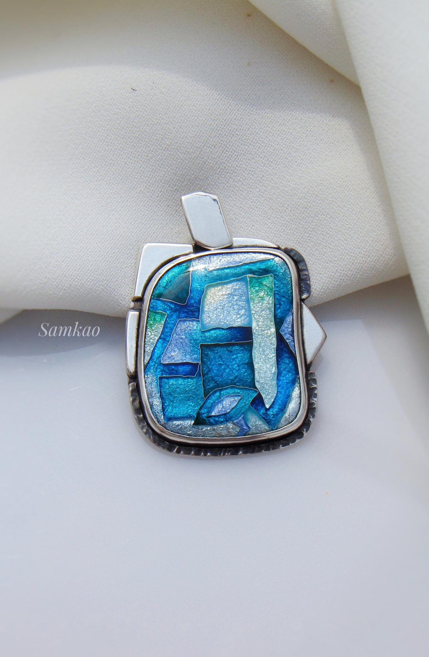 Georgian cloisonne enamel pendant,Modern jewelry,Unique pendant,Handmade one of a kind pendant,Minimalist jewelry