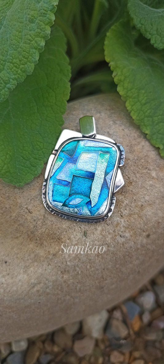 Georgian Cloisonné Enamel Pendant,Modern Minimalist Jewelry